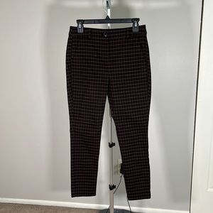 LOFT 4P High Waist Skinny Plaid Dress Pants